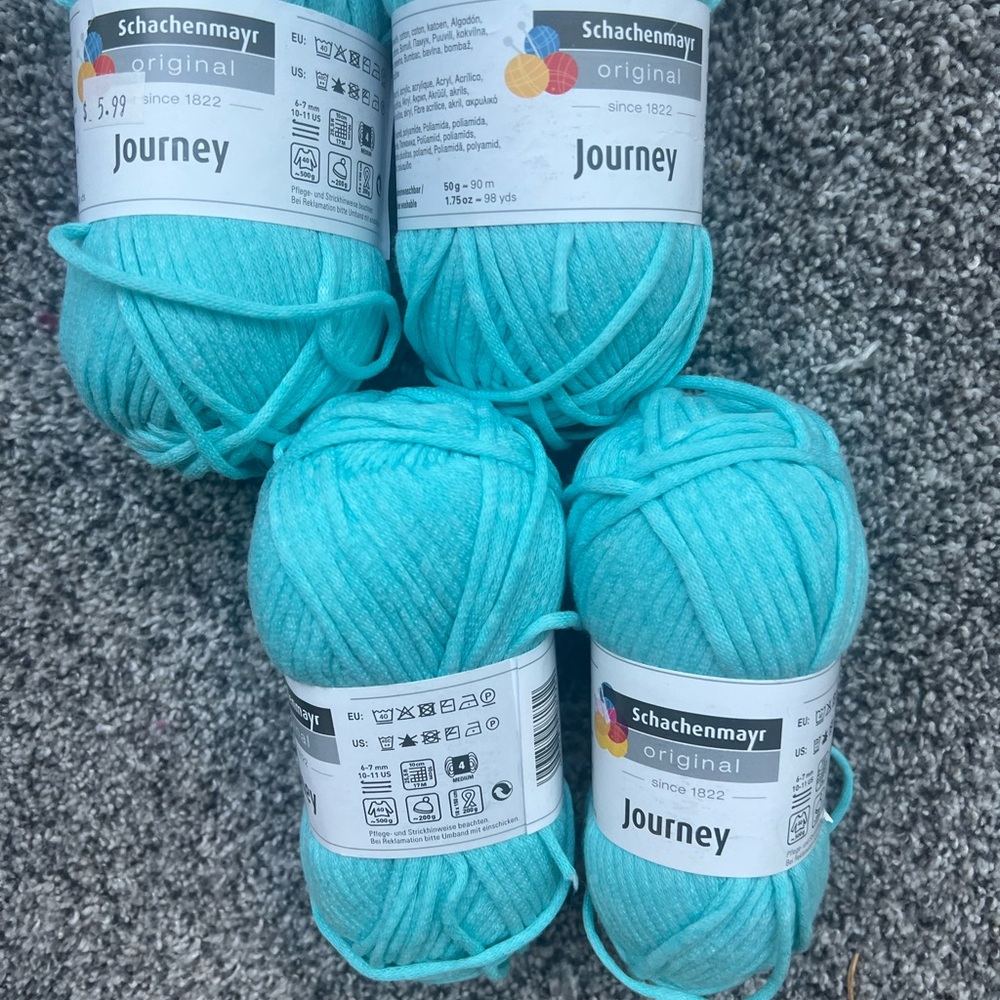4 Skeins Discontinued Schachenmayr  Journey Chunky Yarn - Bright Turquoise color